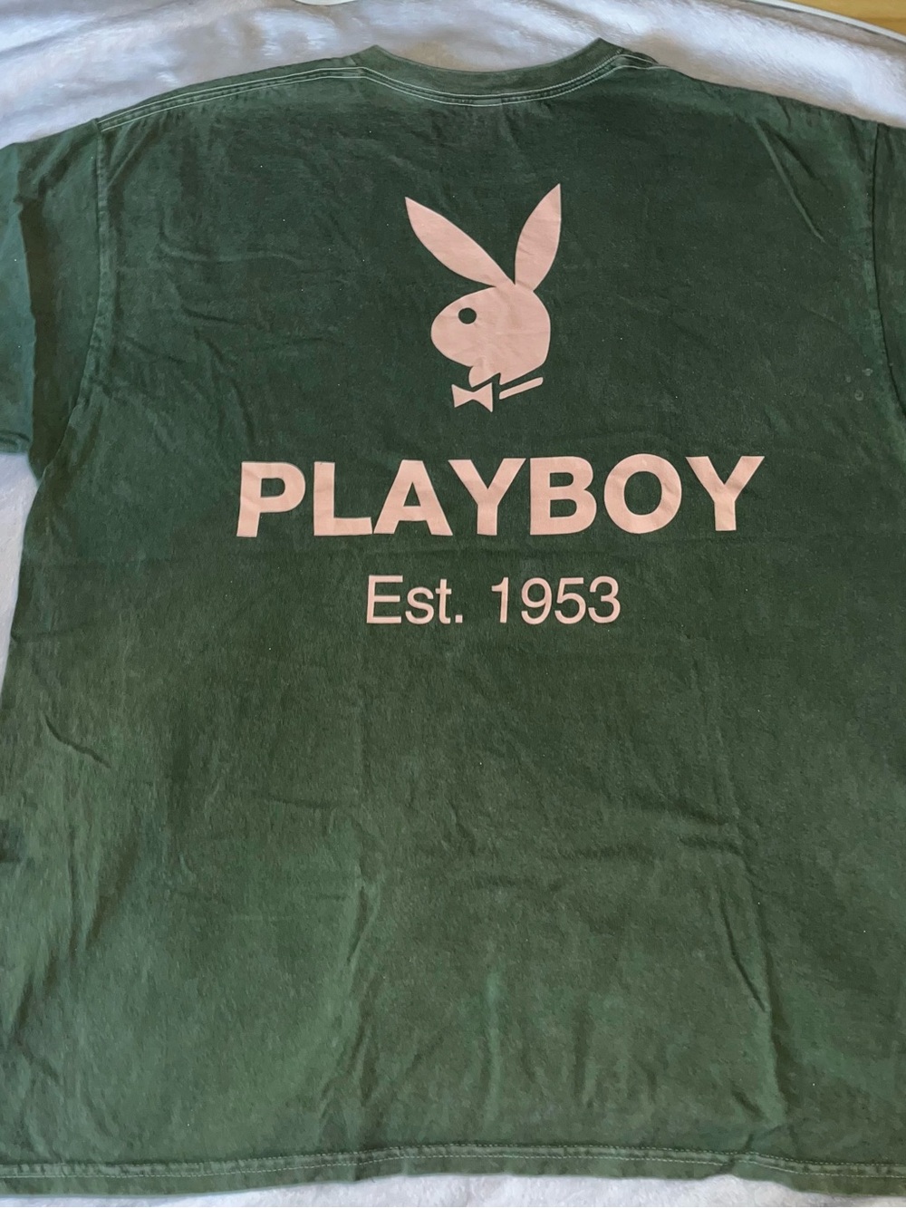 PLAYBOY Green Short-Sleeve Tee with Pink Logo